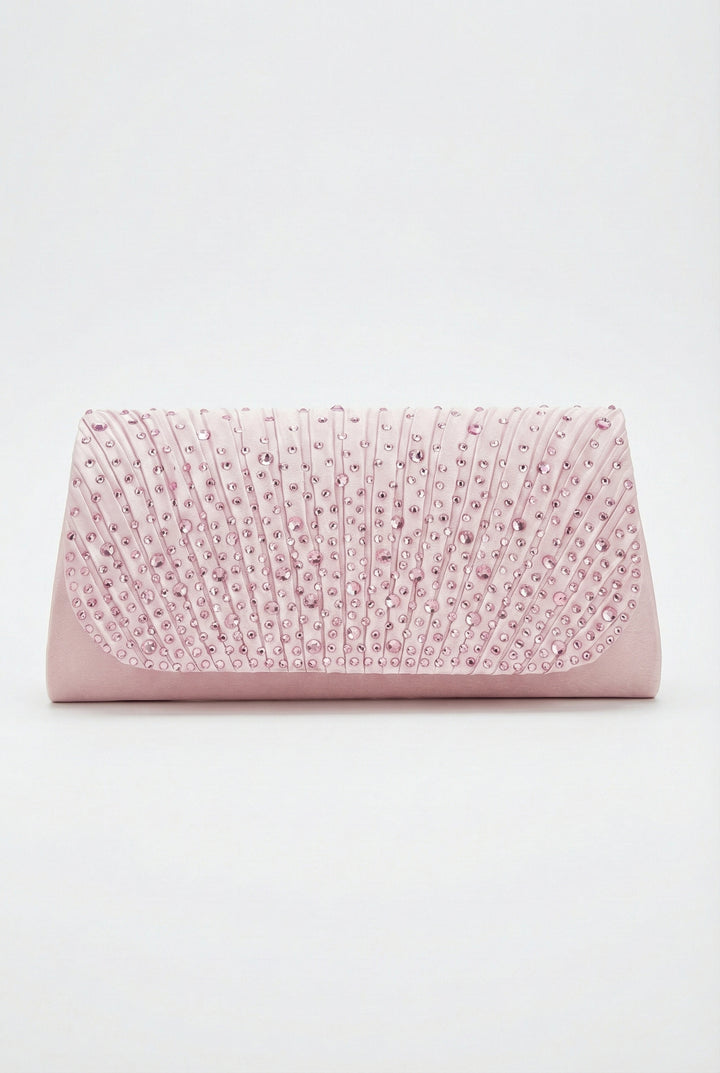 Blush Sparkle Pleated Clutch