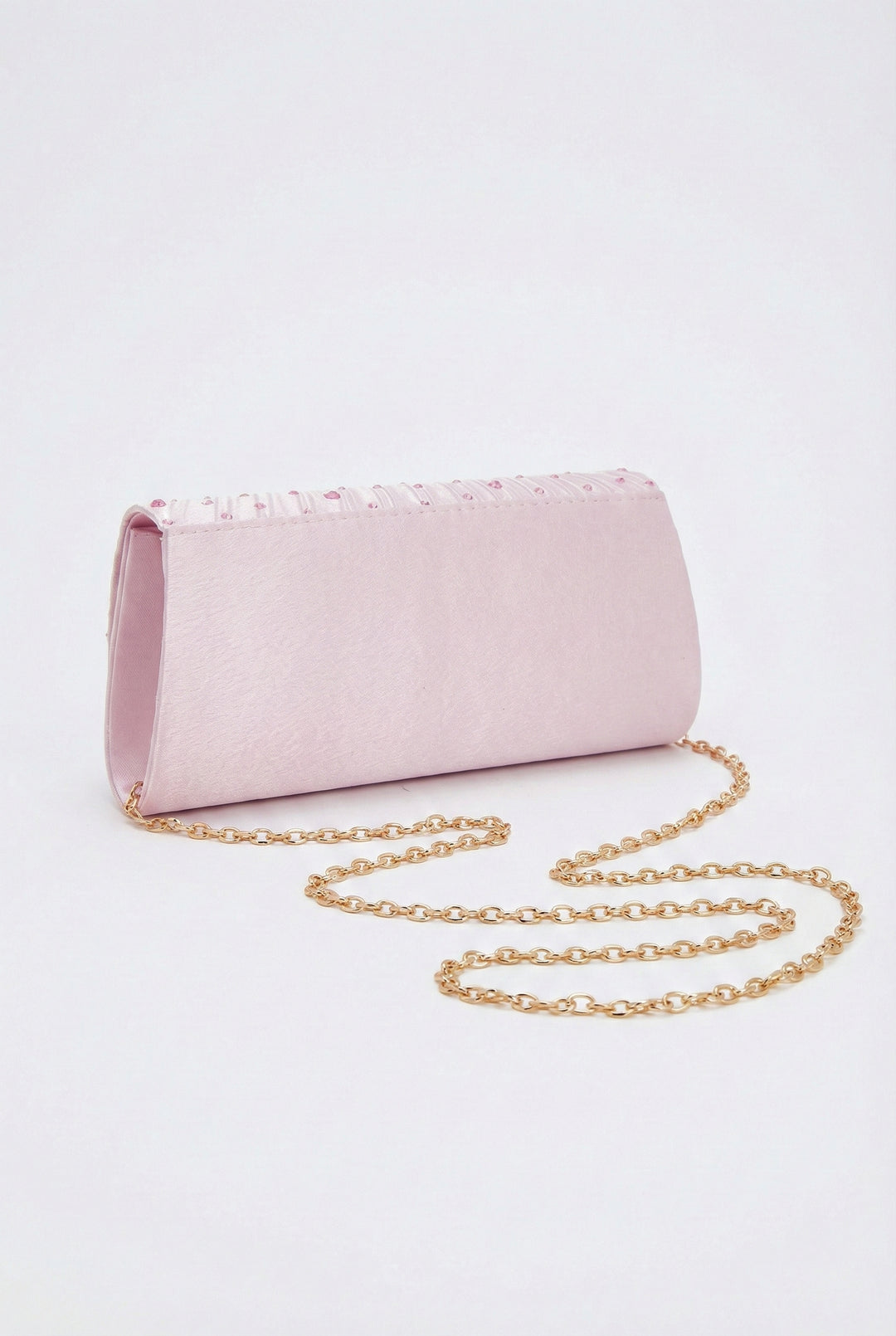 Blush Sparkle Pleated Clutch