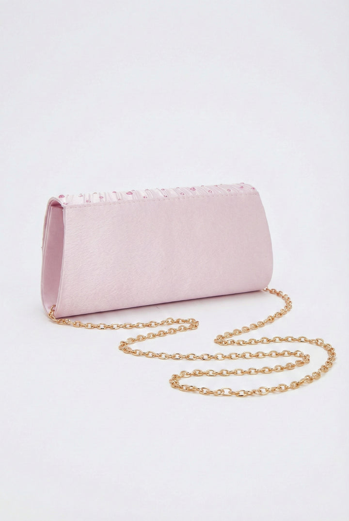 Blush Sparkle Pleated Clutch