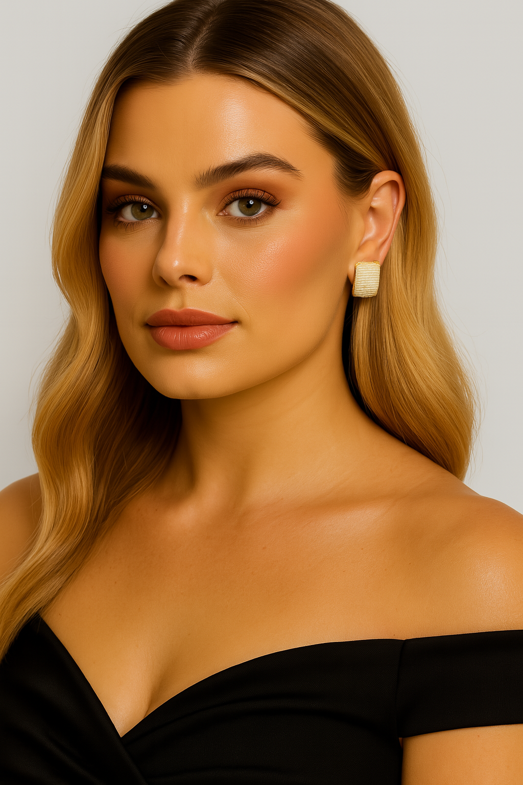 Textured Metallic Square Shield Stud Earrings