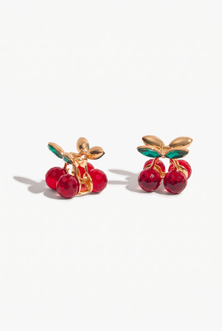 Cherry Rhinestone Mini Claw Clip Set