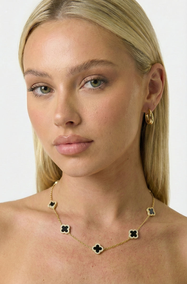 Cubic Zirconia Clover Station Necklace