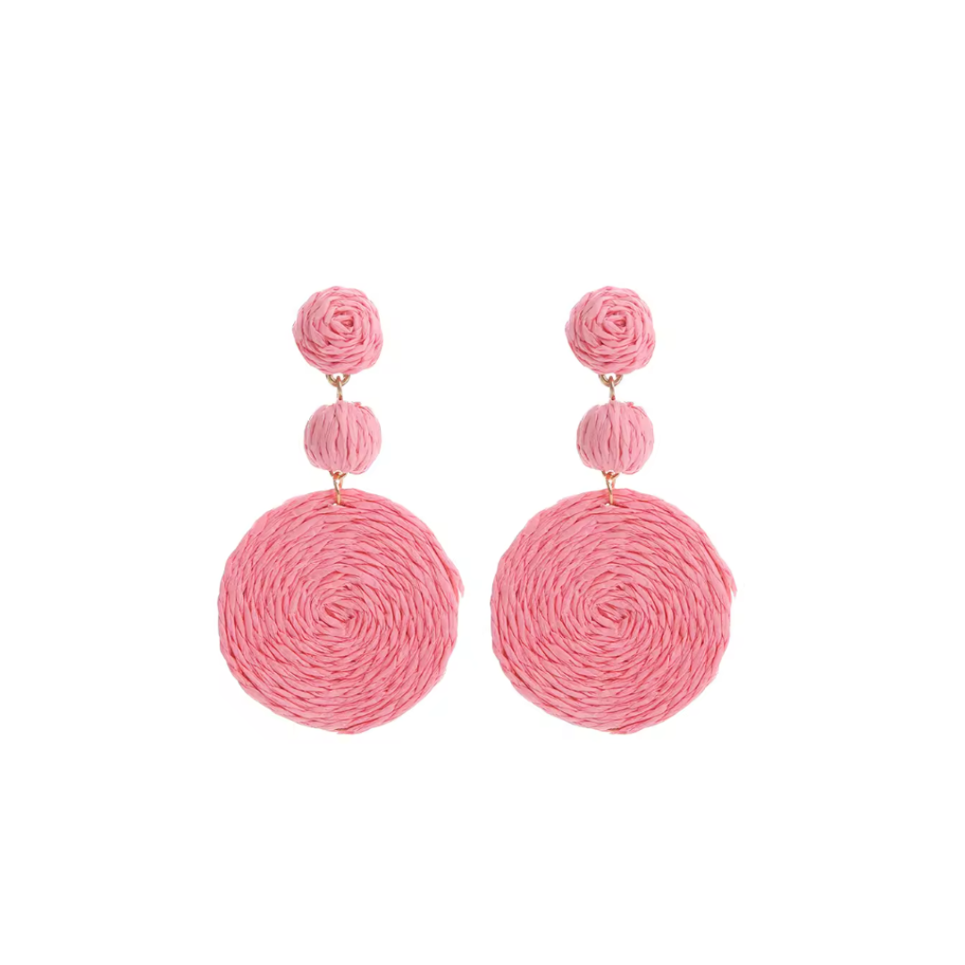 Round Rattan Drop Earrings