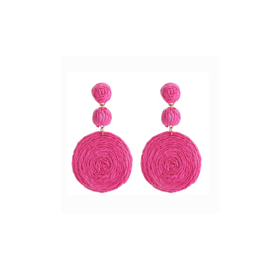 Round Rattan Drop Earrings