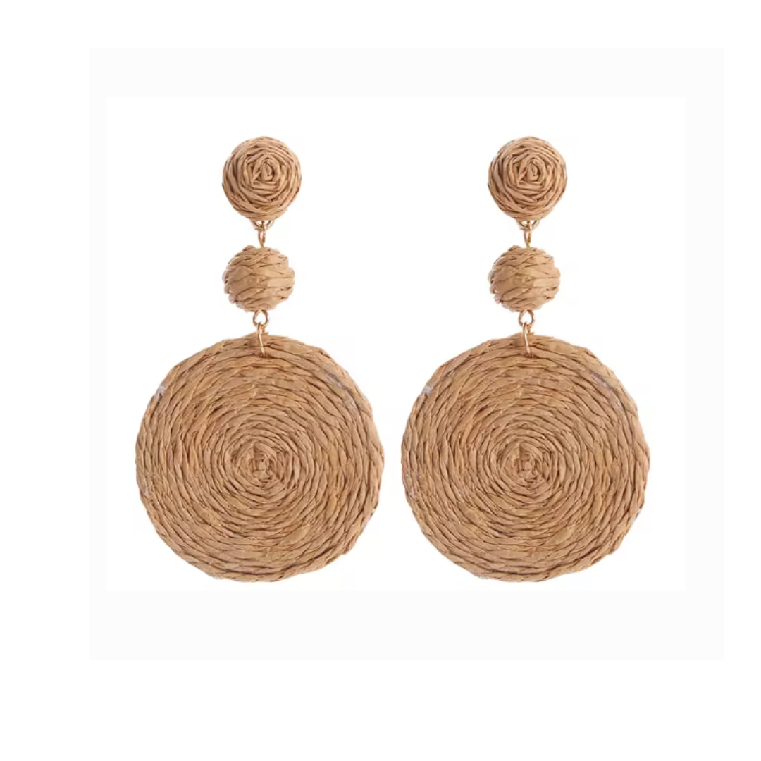 Round Rattan Drop Earrings