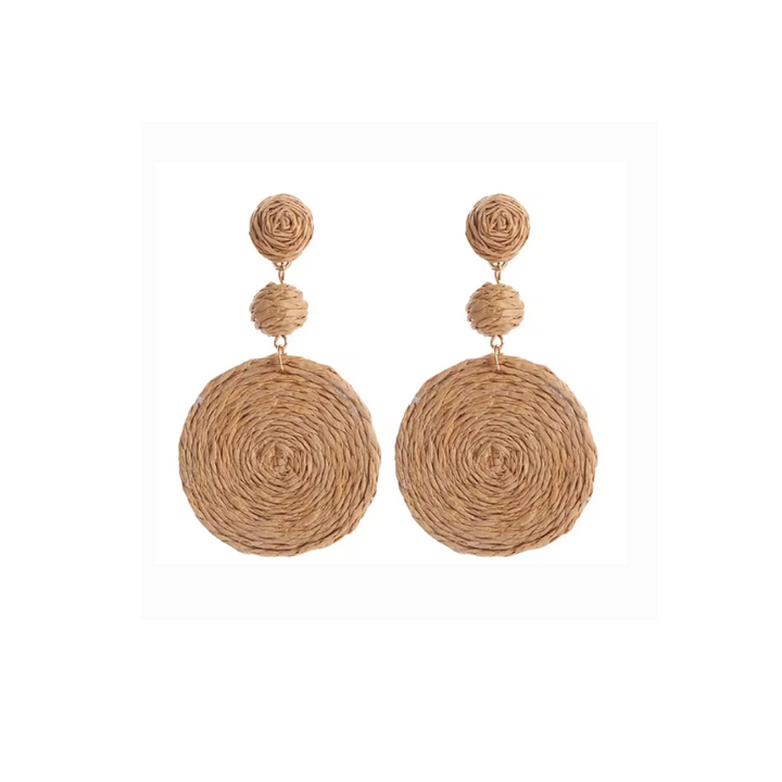 Round Rattan Drop Earrings