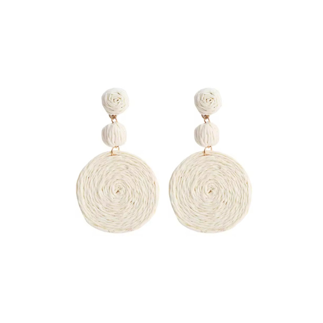 Round Rattan Drop Earrings