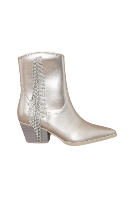 Rowan Crystal Fringe Bootie - Champagne - Final Sale