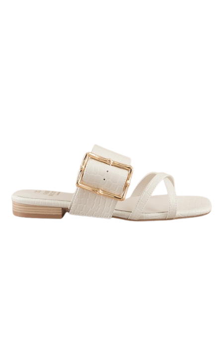 Vacation Buckle Slide Flat Sandals