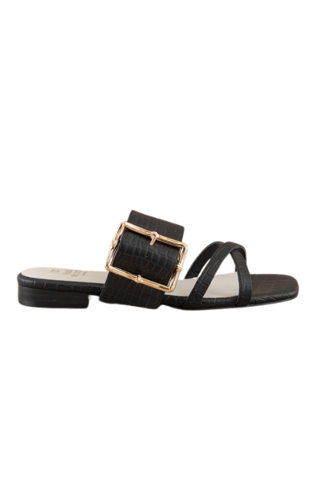 Vacation Buckle Slide Flat Sandals