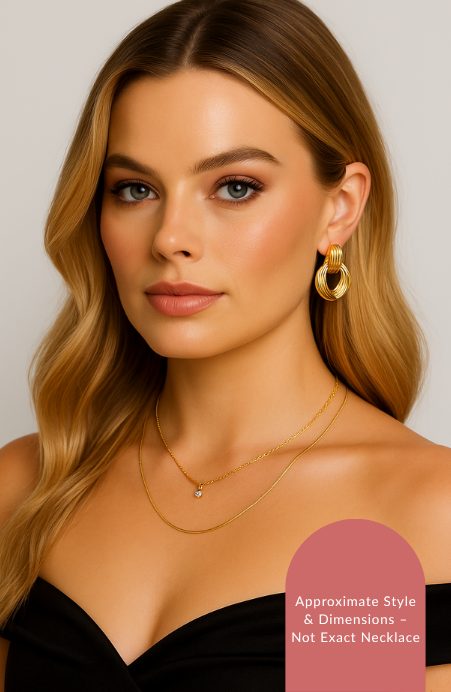 Gem Pendant Gold Layered Chain Necklace