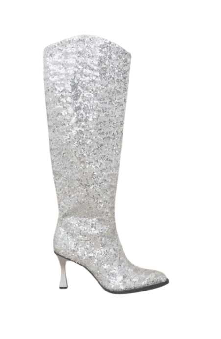 Jewel Knee High Sequin Heeled Boots