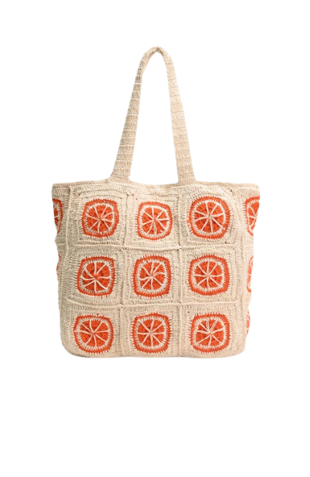 Orange Crochet Beach Tote Bag