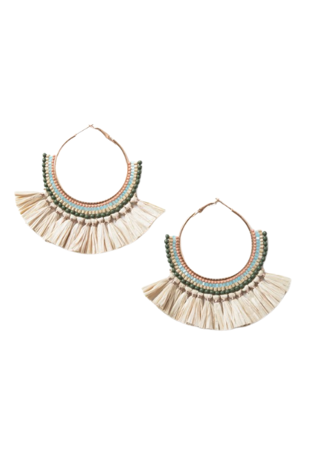 Maasai Mara Raffia Fan Hoop Earrings