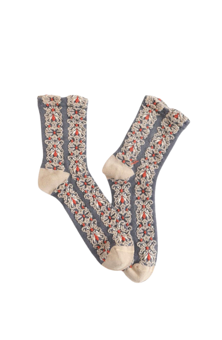 Floral Embroidered Socks - Final Sale