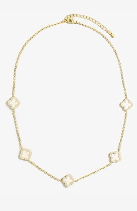 Cubic Zirconia Clover Station Necklace