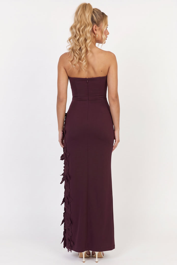 Éloise Floral Appliqué Column Maxi Dress