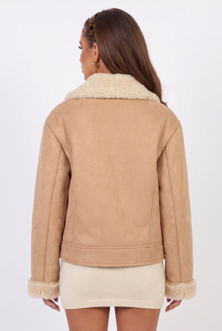 Evi Faux Suede Shearling Jacket