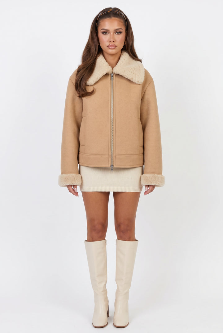 Evi Faux Suede Shearling Jacket