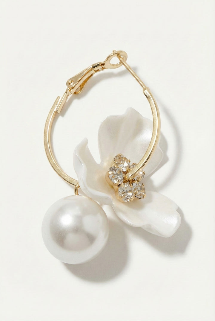 Pearl Petal Hoop Earrings