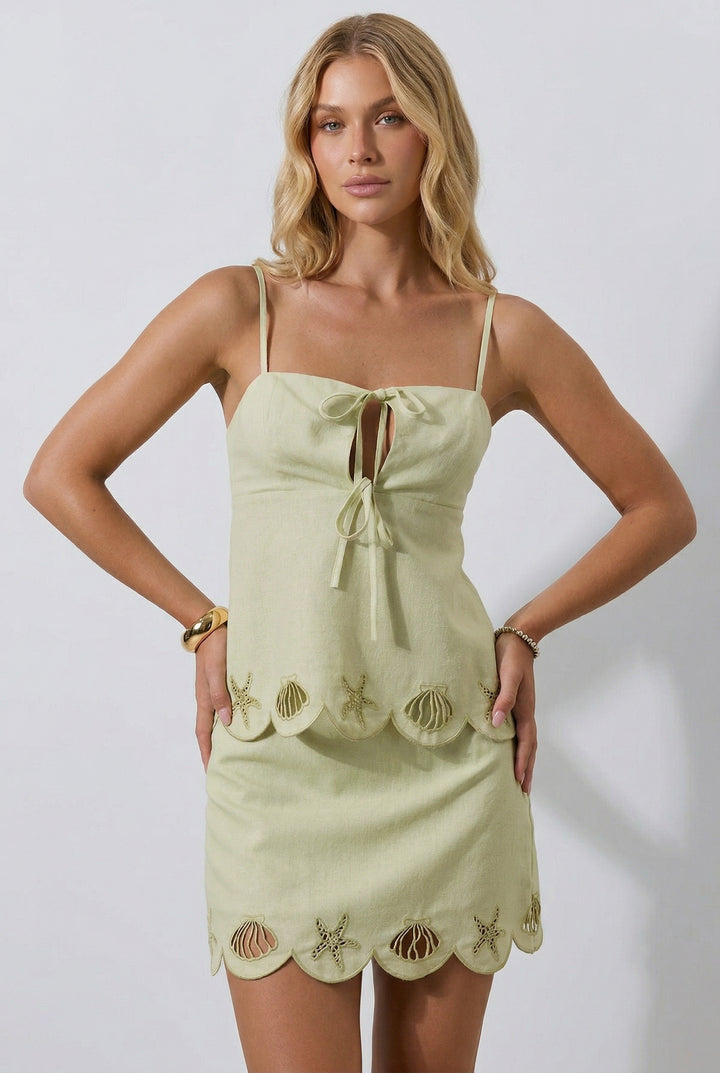 Found Seashells Tie Front Top