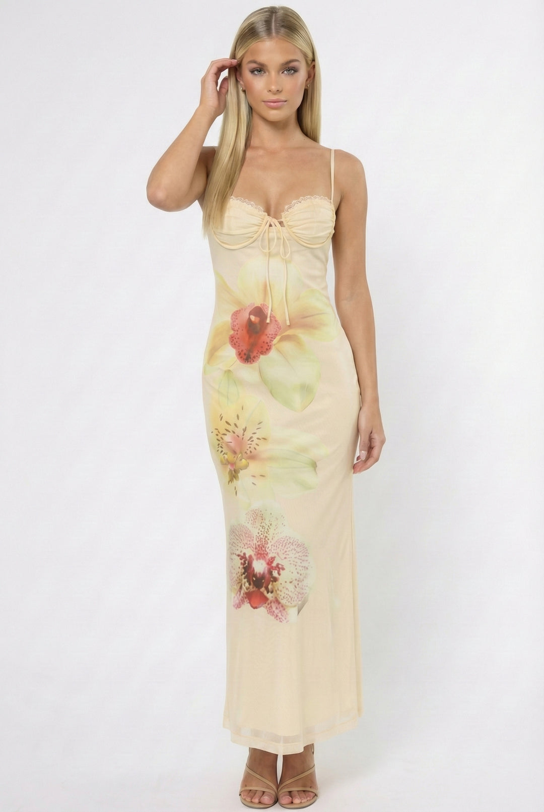 Petal Night Mesh Maxi Dress