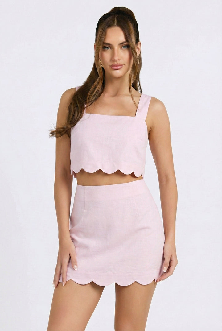 Millie Linen Scallop Top