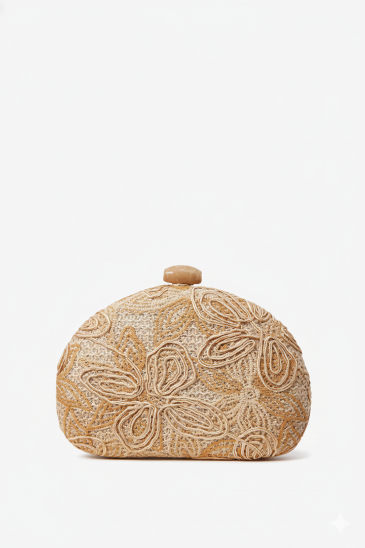 Palma Beaded Straw Clutch