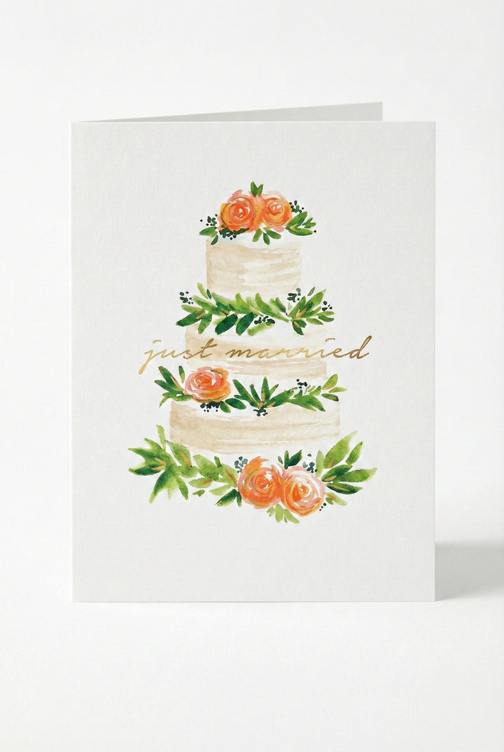 Just Married Wedding Cake Greeting Card