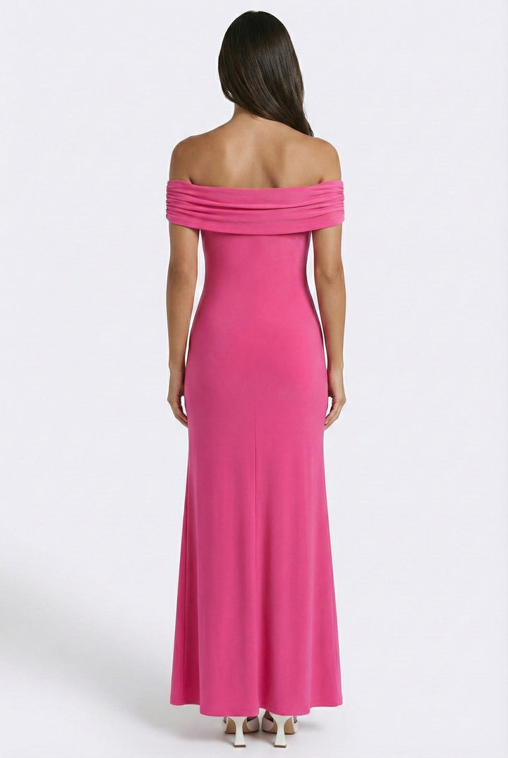 Seashell Radiance Off Shoulder Maxi Dress