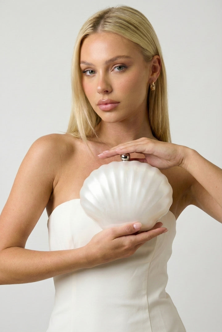 Melie Bianco Venus Pearl Shell Clutch