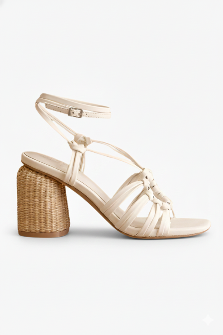 Koko Strappy Straw Block Heels