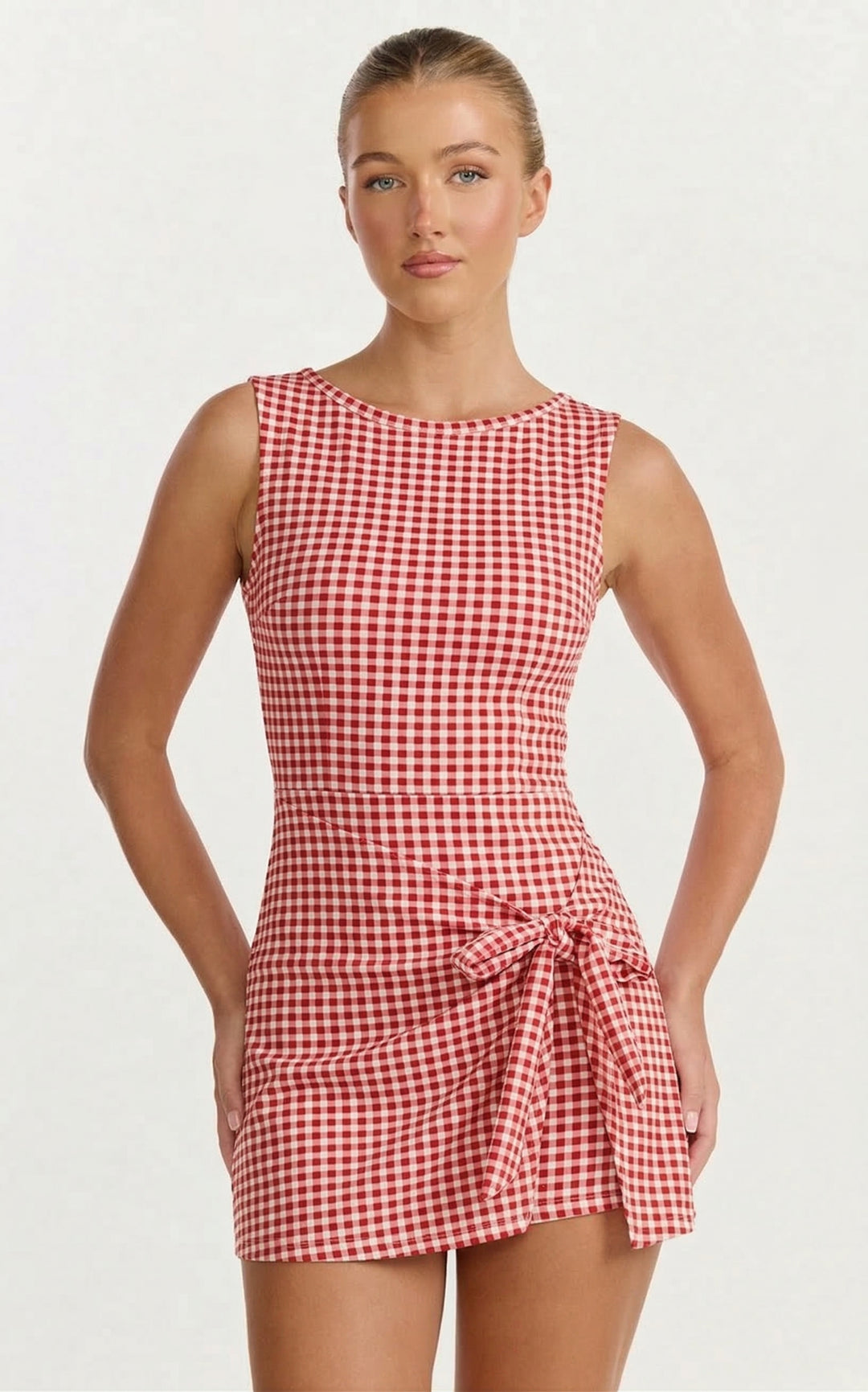 Gingham Charm Wrap Mini Dress