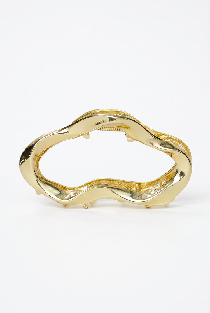 Gold Sculpted Oval Claw Clip