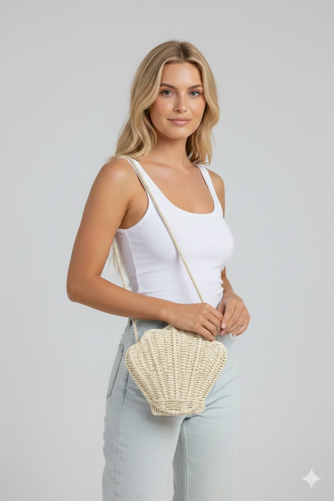 Shell We Go Straw Bag