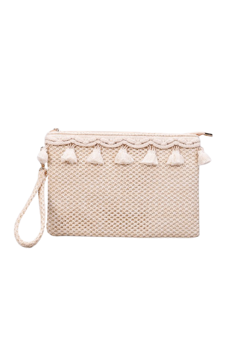 Naya Woven Crochet Tassel Clutch