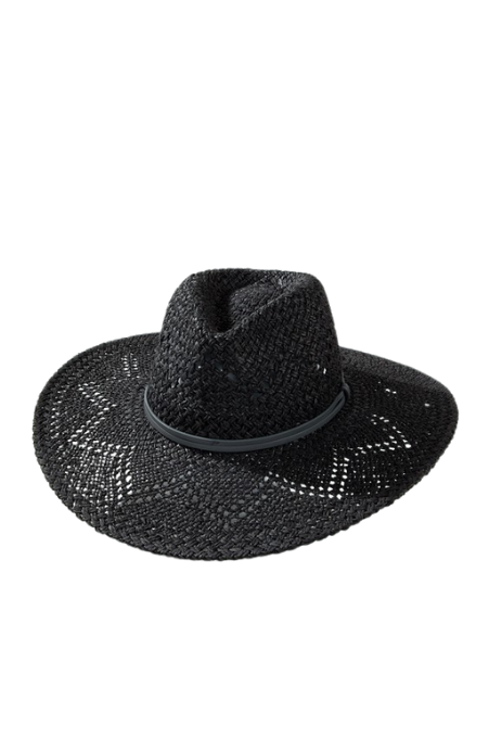 Yachting in Croatia Woven Straw Panama Hat - Black