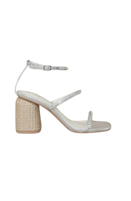 Shine Bright Studded Raffia Heel Sandals