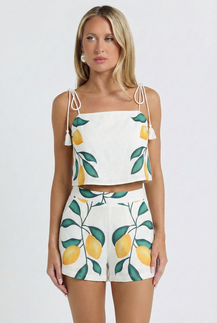 Sicilian Lemon High Waisted Shorts