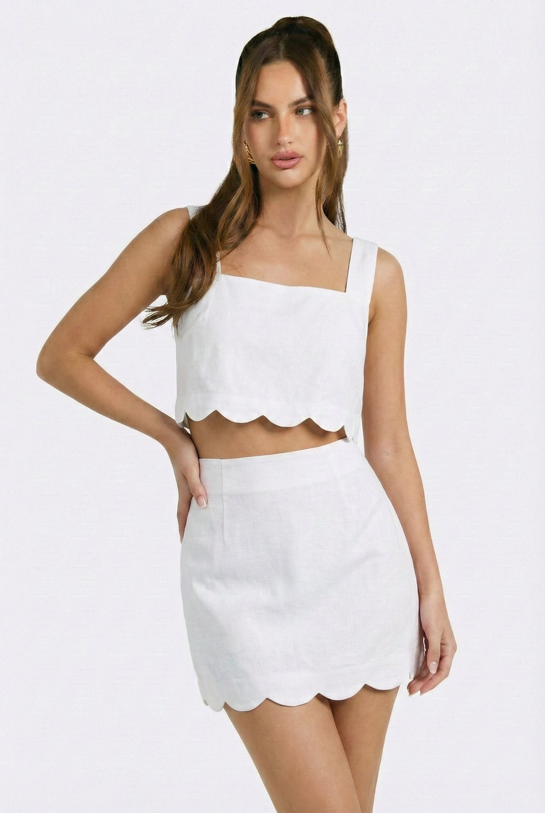Millie Linen Scallop Mini Skirt
