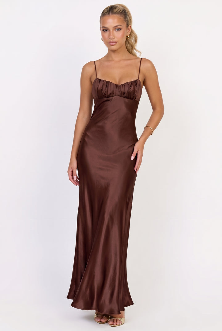 Nerida Twist Back Satin Maxi Dress