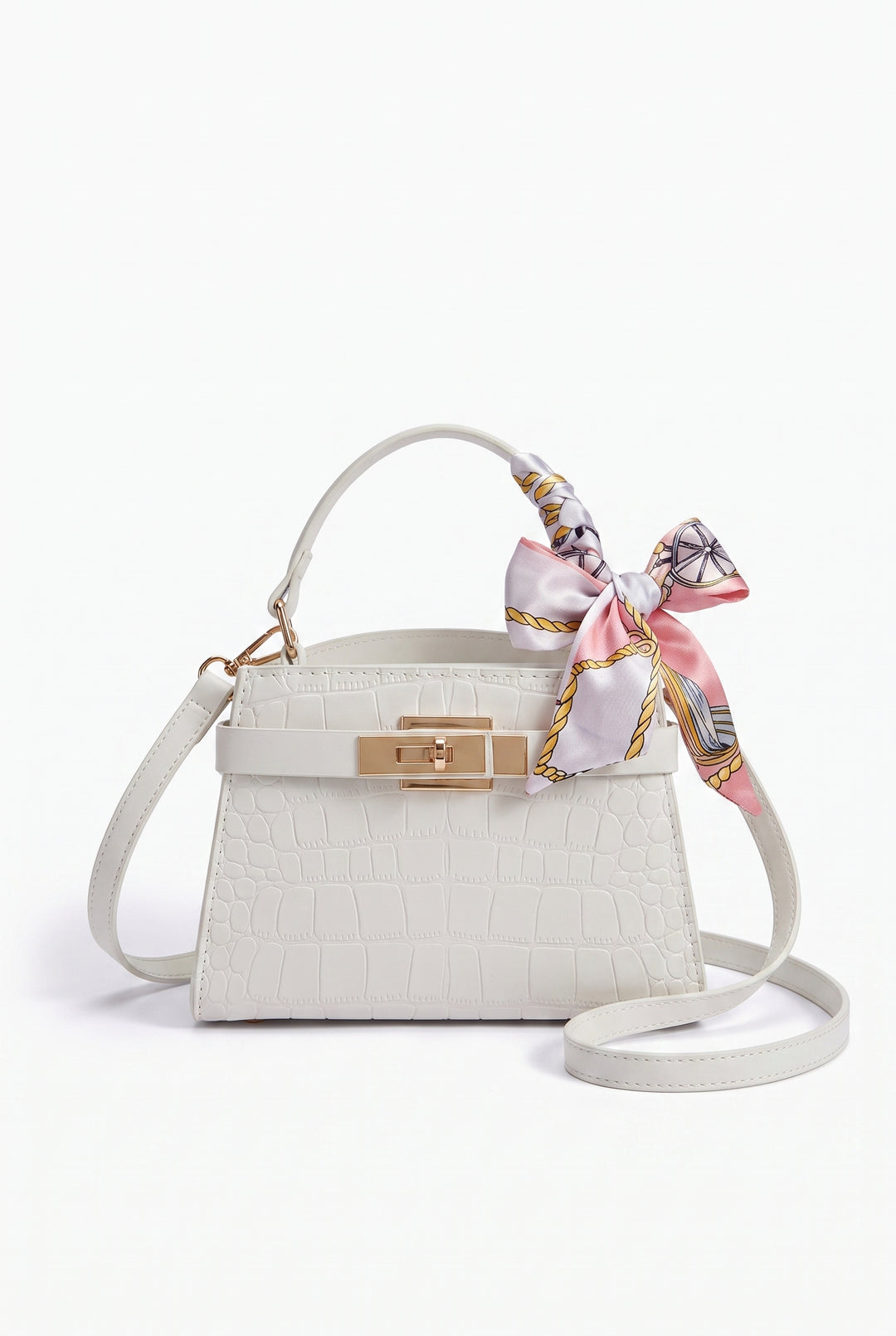 Scarf Top Handle Croc Mini Bag