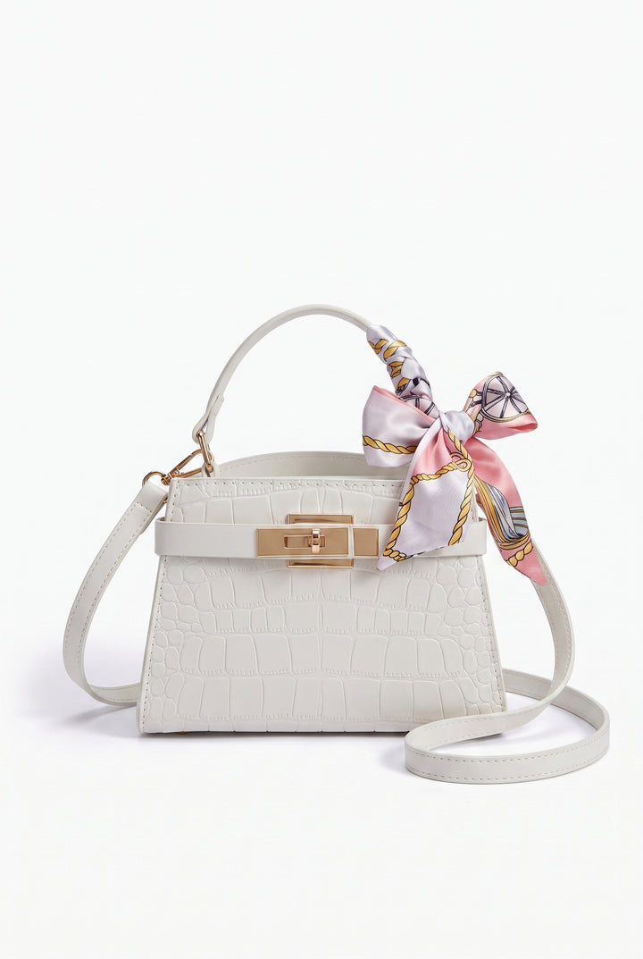 Scarf Top Handle Croc Mini Bag