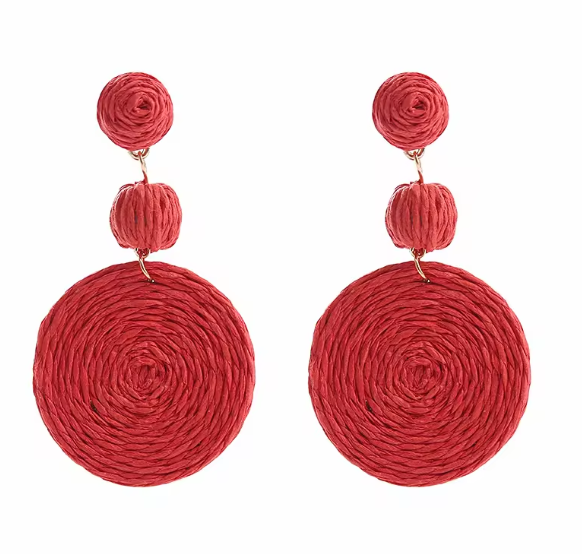 Round Rattan Drop Earrings