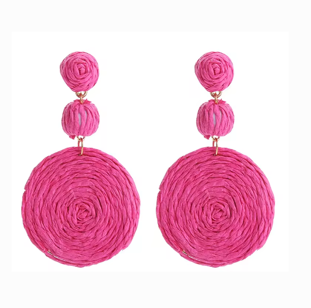 Round Rattan Drop Earrings