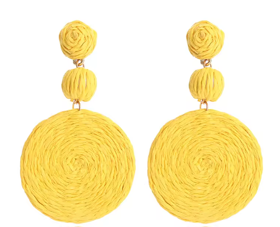 Round Rattan Drop Earrings