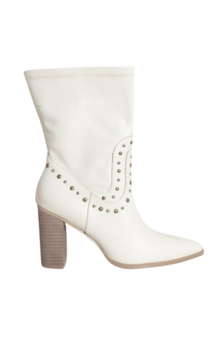 Dina Studded Faux Leather Heeled Boot