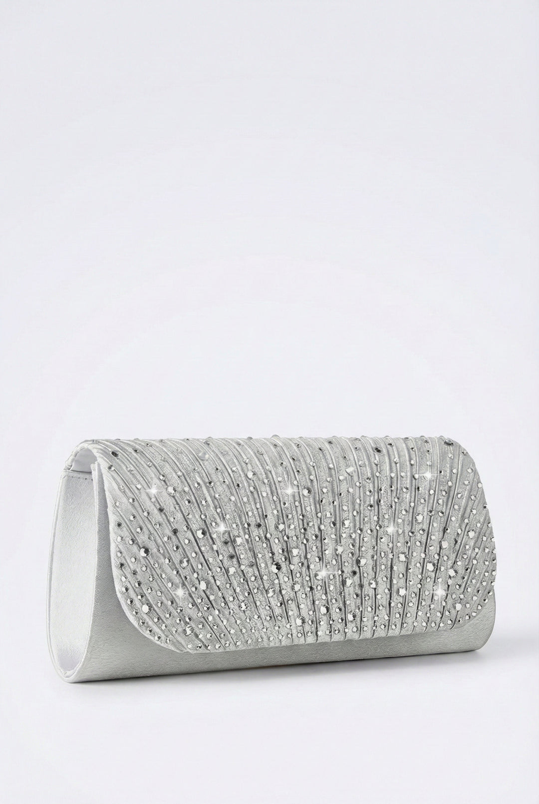 Silver Sparkle Pleated Clutch