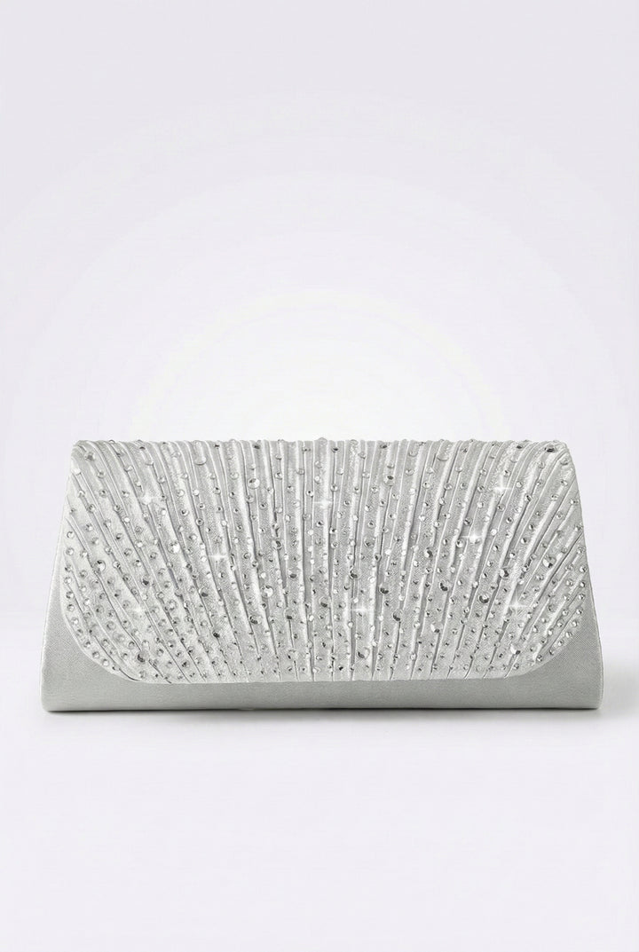 Silver Sparkle Pleated Clutch
