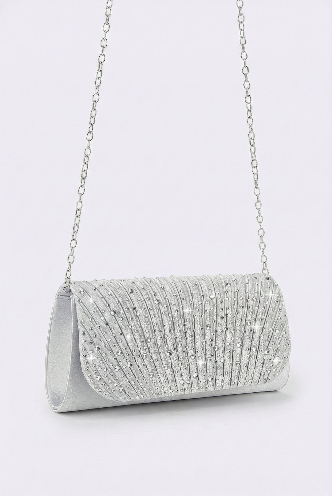 Silver Sparkle Pleated Clutch